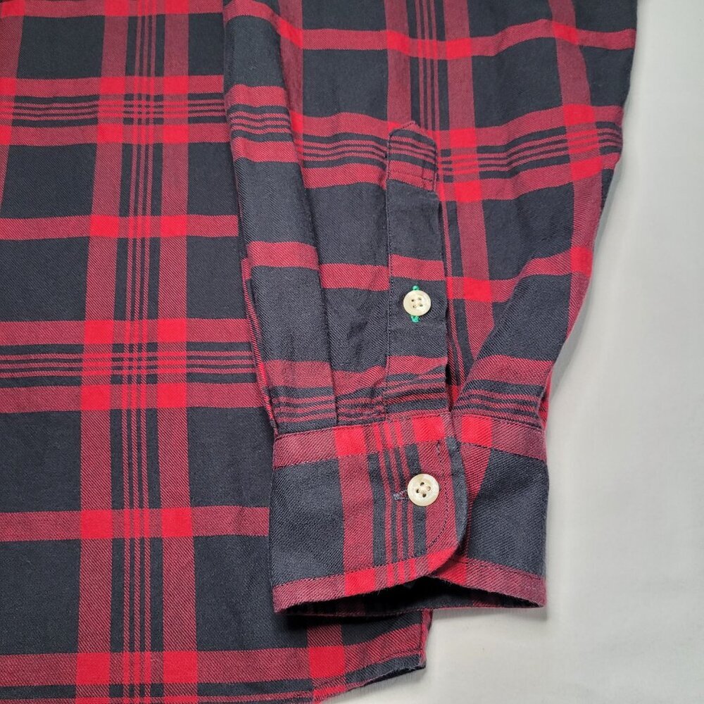 Tommy Hilfiger Plaid Shirt Embroidered Lion Crest Red Black Large Preppy Vintage - Picture 3 of 11